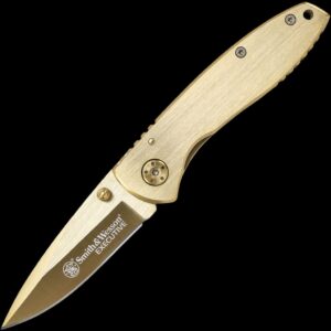 Smith & Wesson Executive Folder Gold Titanium coated Drop Point Blade/Gold Stainless Handle